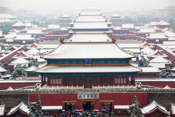 北京旅游景点故宫博物院雪景图片